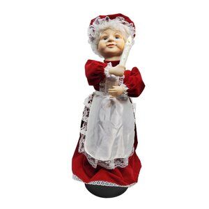vintage happy christmas motion animated figurine mrs. santa